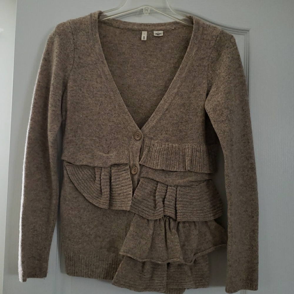 Anthropologie Moth Asymmetric Ruffle Cardigan - Picture 2 of 5